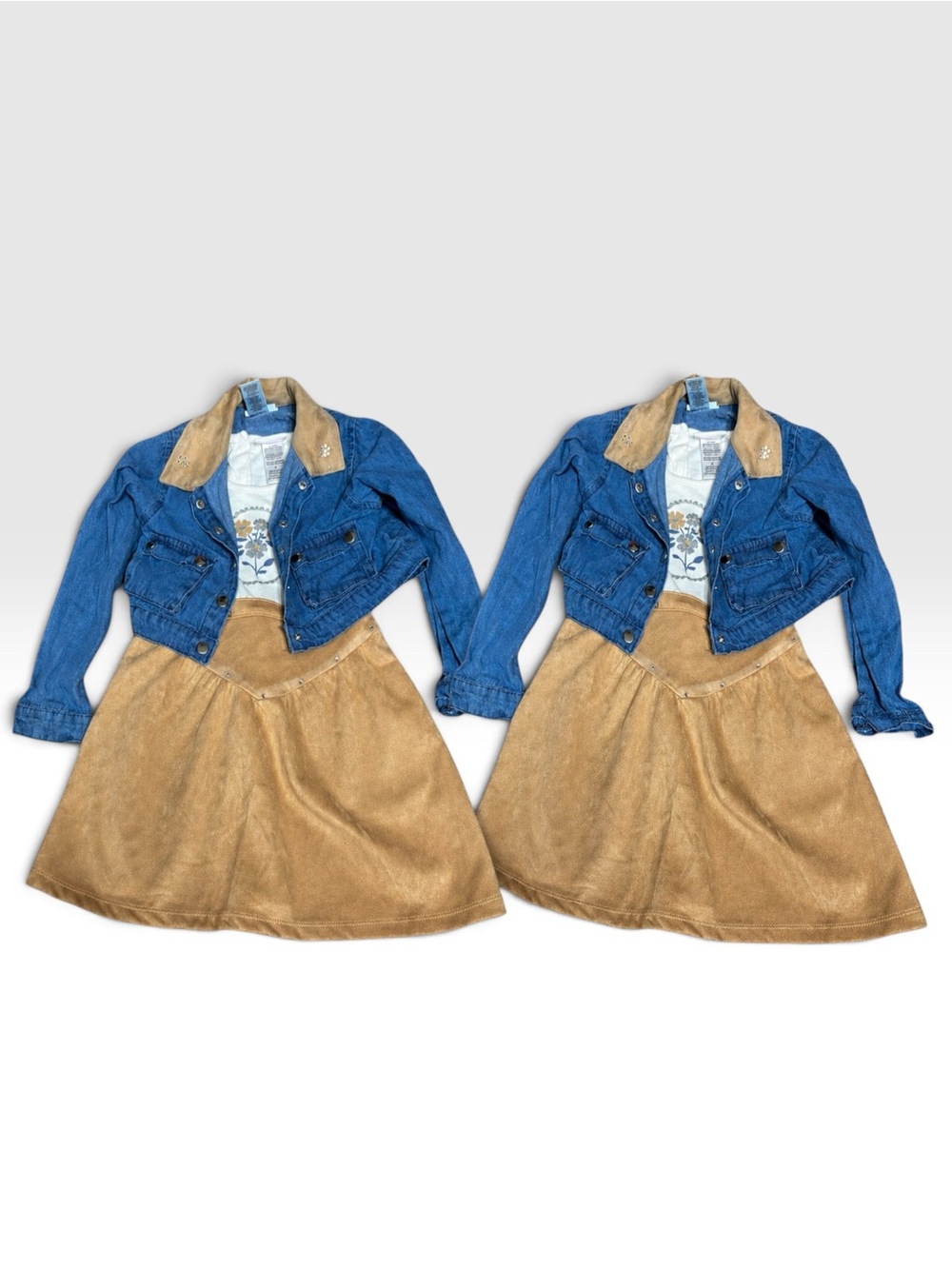 Twin Set! Little Lass Girls 2-Piece Dress & Denim Crop Jacket Sets Size 6